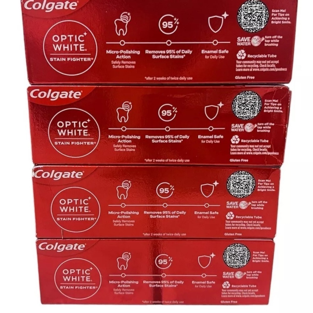 Colgate Optic White Stain Fighter Toothpaste, Fresh Mint Gel, 4.2oz (4 pk) - Picture 2 of 5